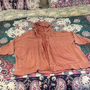 Free People Hooded Cardigan in Dusty Rose